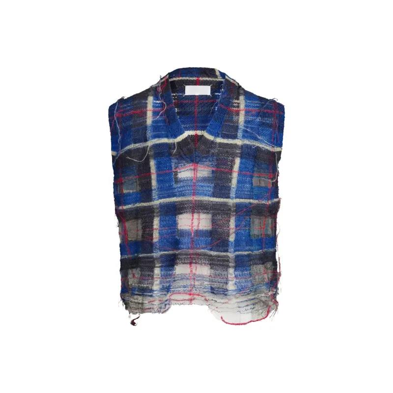 Maison Margiela Distressed Checked Tank Top-0