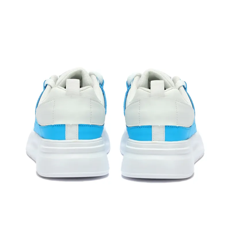 Singing Slip Resistant Cushioning Height Increasing Low Top Skateboard Shoes Unisex White Blue-2