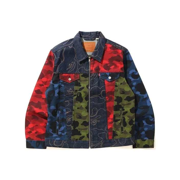 Bape X Levi's Camo Trucker Jacket-0