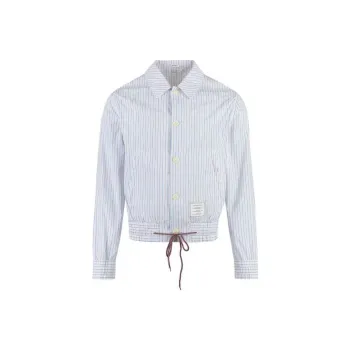 THOM BROWNE Striped Drawstring Waistband Shirt Jacket