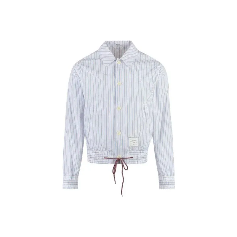 THOM BROWNE Striped Drawstring Waistband Shirt Jacket-0