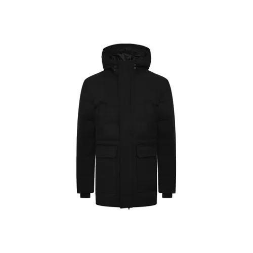 Canada Goose Nikko Series FW21 Solid Color Hooded Mid Length Down Jacket Men's Black