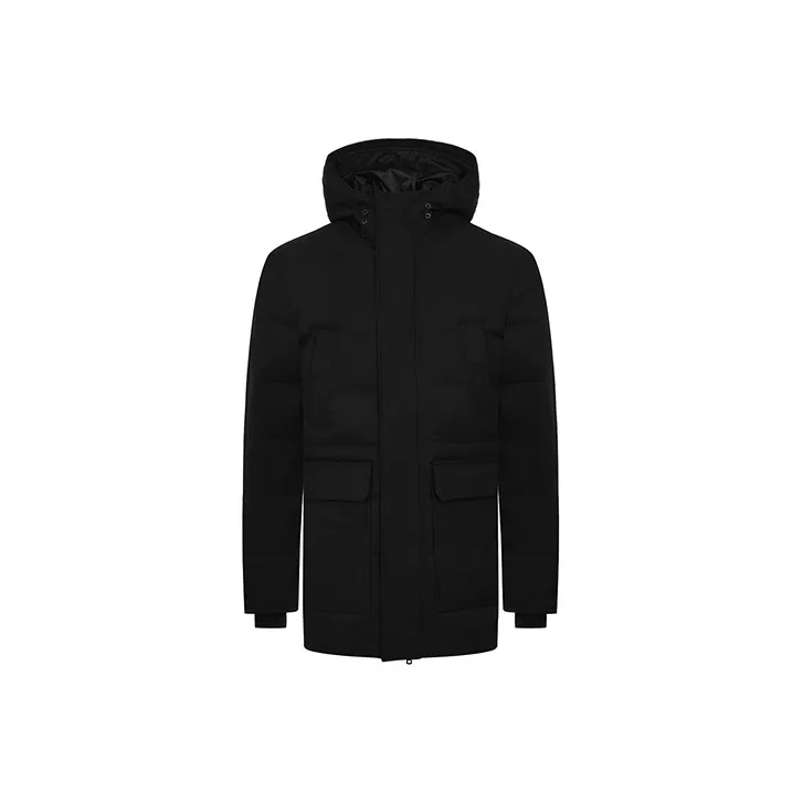 Canada Goose Nikko Series FW21 Solid Color Hooded Mid Length Down Jacket Men's Black-0