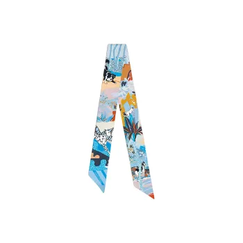 HERMES Twilly Silk Scarves Women's Blue