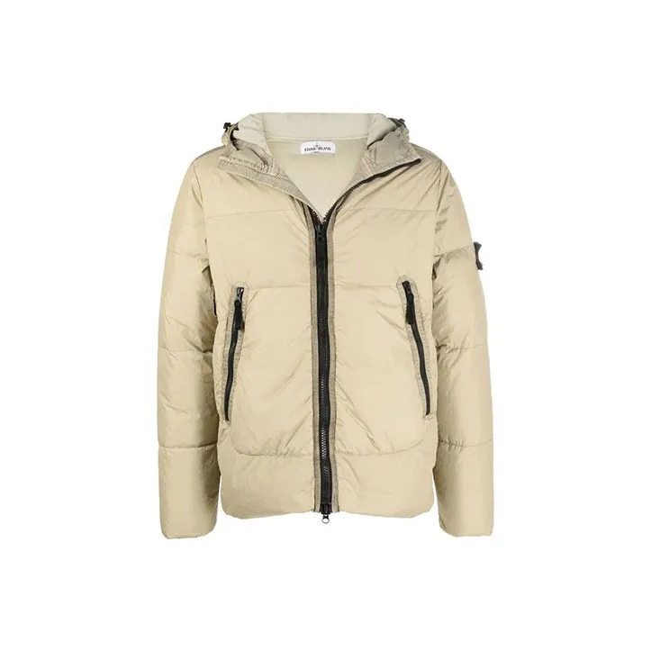 STONE ISLAND FW21 Solid Color Hooded Down Jacket Men's Camel-0