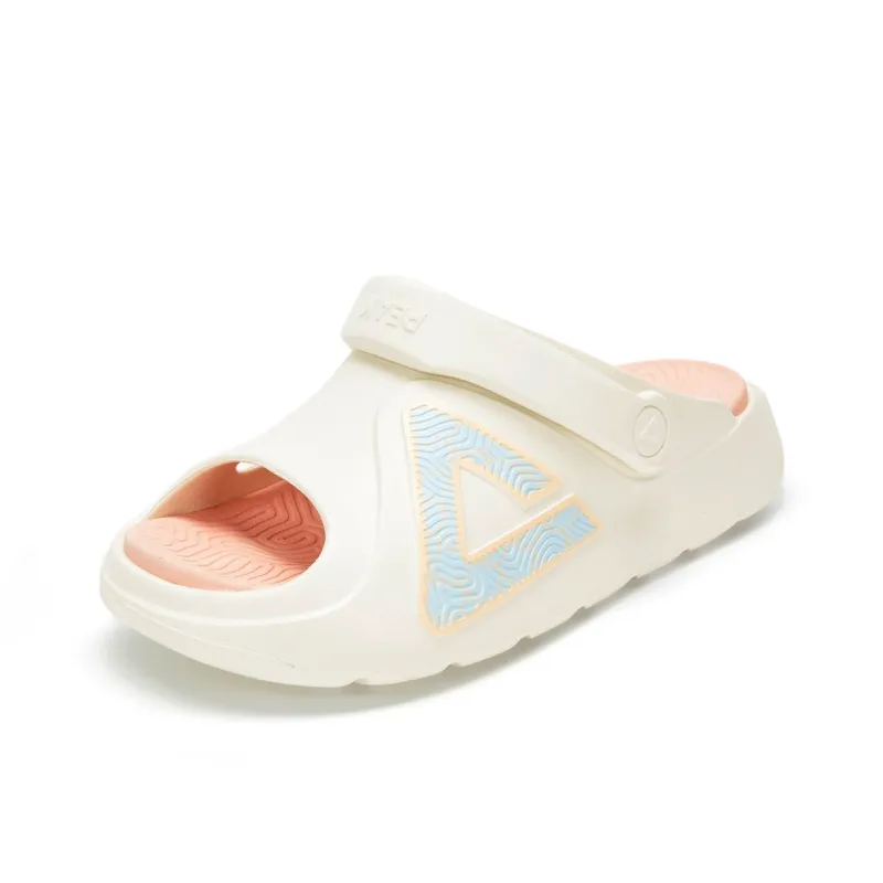 PEAK EVA Totem Graffiti Slip Resistant Odor Resistant Abrasion Resistant Slide Slippers Women's Super Light White Pink-3