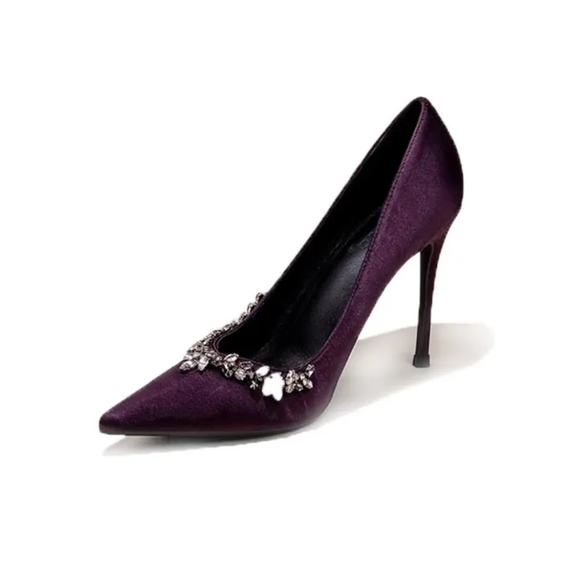 Xingdiman Slim Heel High Heels Women's Purple-0