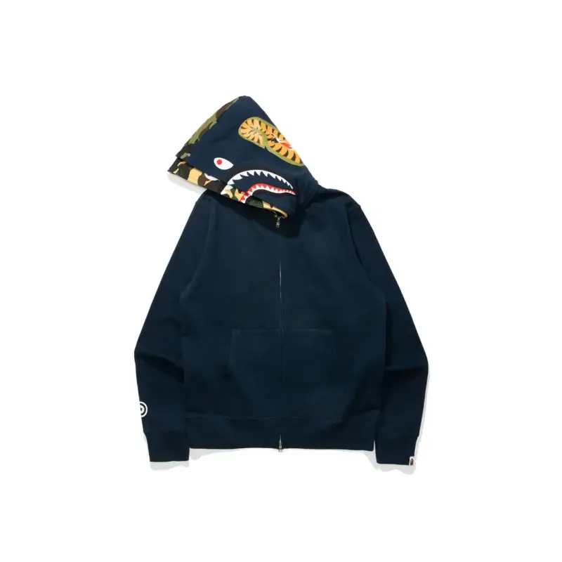 Bape Shark Full Zip Camo Sleeve Hoodie-6