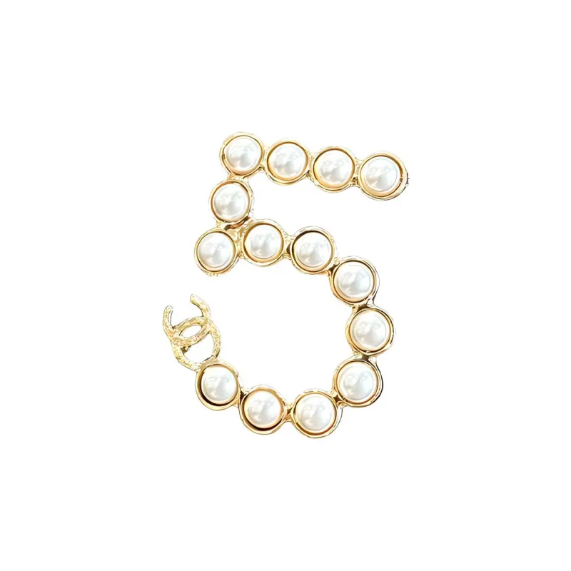CHANEL Artificial Pearl Brooches Women's Gold-1