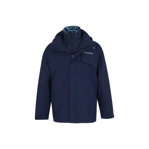 Columbia Outdoor Hiking Waterproof And Wear resistant 3 in 1 Windbreaker Jacket Men's Navy Blue