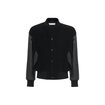 Alexander McQueen Logo Patch Leather Bomber Jacket