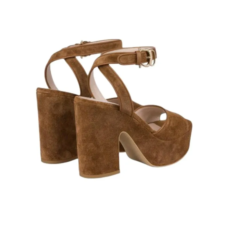 Pollini Moka One Strap Sandals 11cm Women's Brown-3