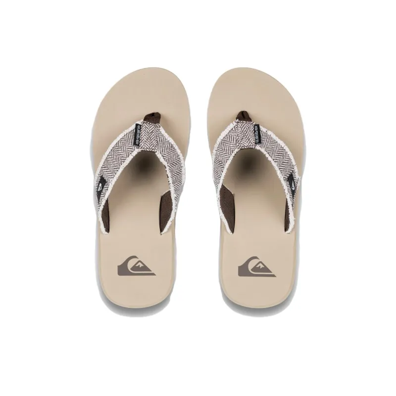 Quiksilver Abrasion Resistant Flip Flops Men's Beige Gray-2