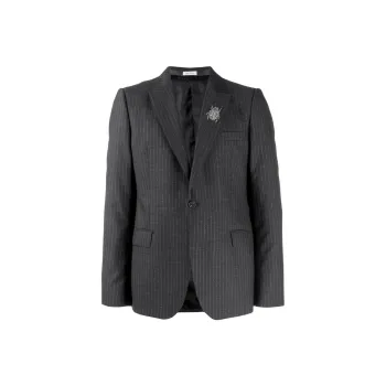 Alexander McQueen Insect embellished Pinstriped Blazer