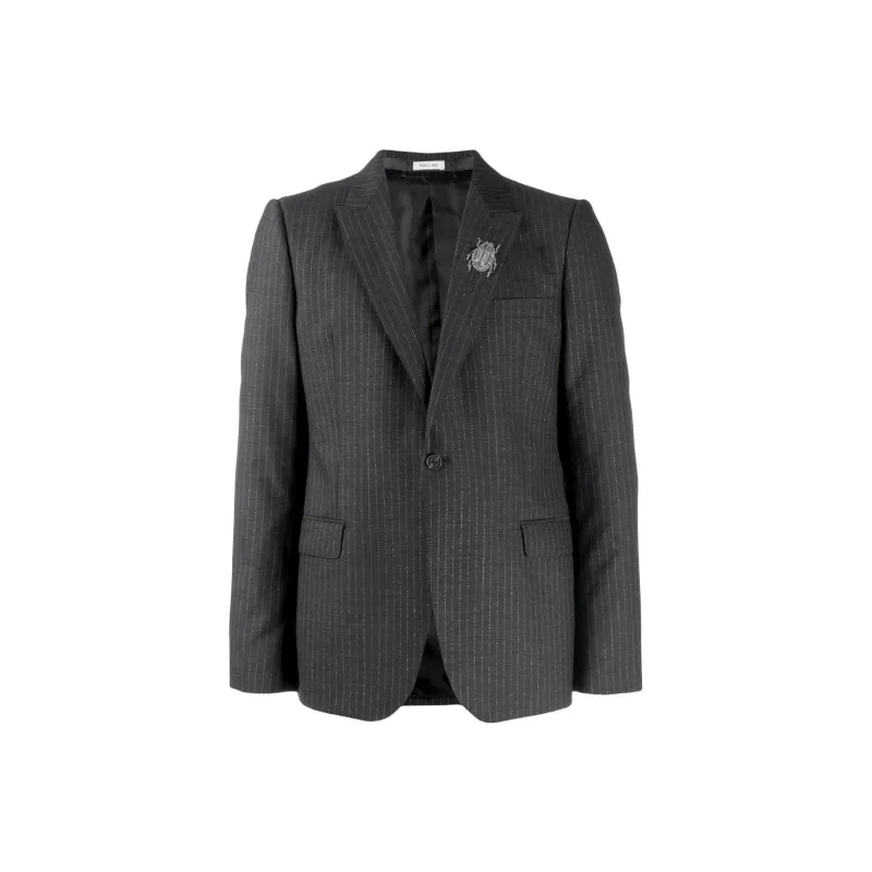 Alexander McQueen Insect embellished Pinstriped Blazer-0