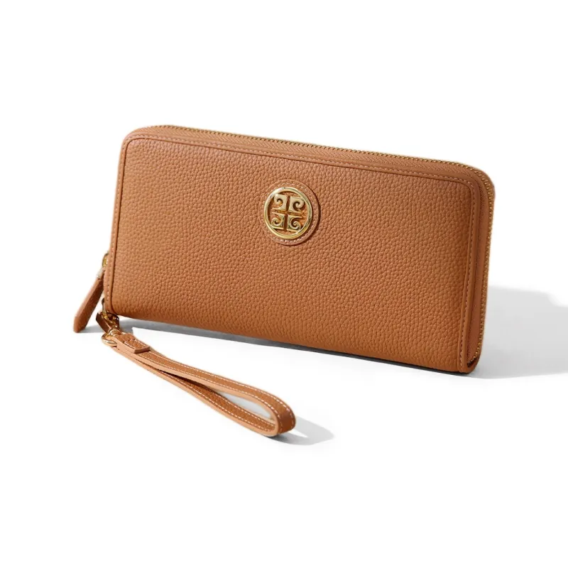 PIERRE CARDIN Top Grain Cow Leather Clutch Regular Women's Gold Brown-1