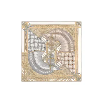 HERMES Silk Silk Scarf Women's Gold/Silver