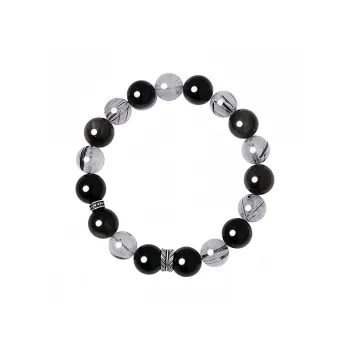PUENTE Silver Sheen Obsidian Bracelets Men's
