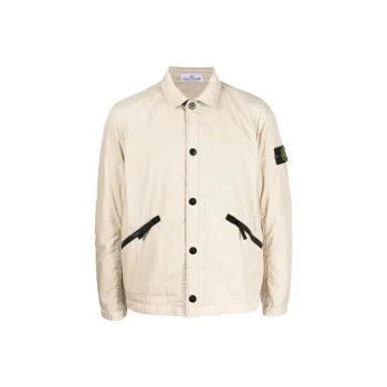 STONE ISLAND Logo Patch Button Up Overshirt Jacket