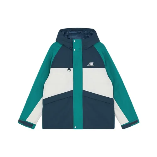 New Balance Color Block Windbreaker Down Jackets Unisex Green