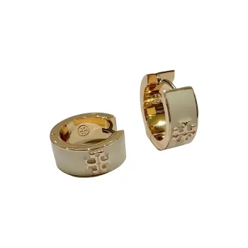 TORY BURCH Brass Earrings Women's Gold/Ivory White