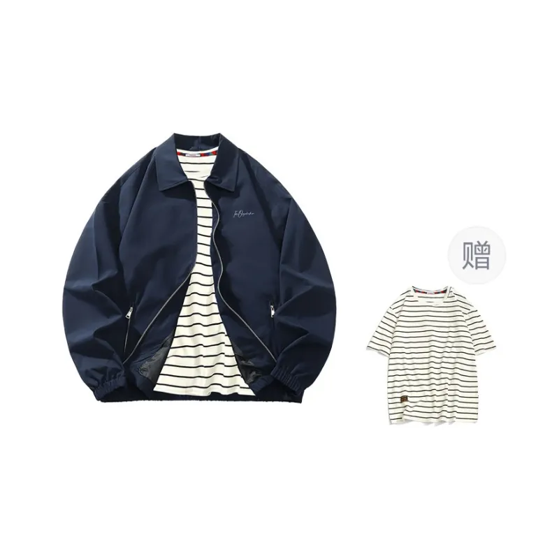 OGEK Jackets Coats Unisex Black Comes With White Stripes Short Sleeved Shirt-5