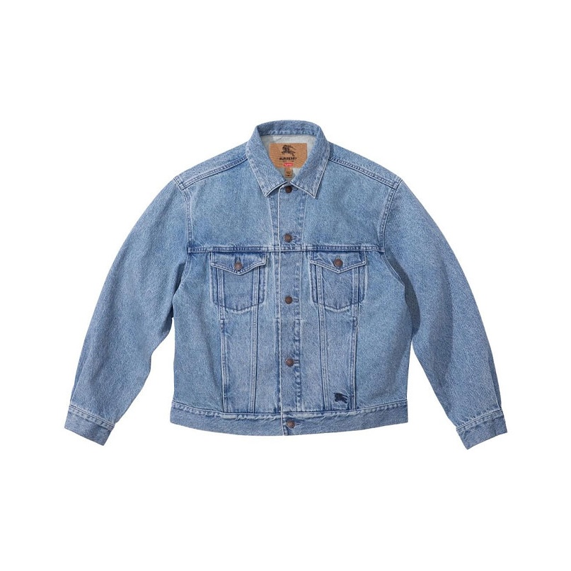 Supreme Burberry Denim Trucker Jacket - POIZON