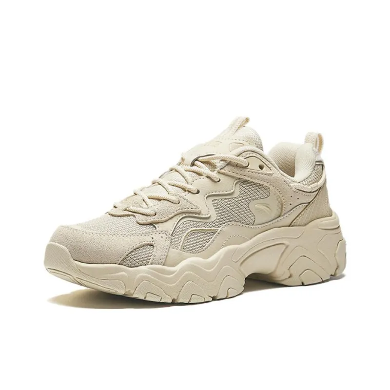 CHAOJIANTA Anti Slip Wear Resistant Low Top Chunky Sneakers Women's Beige-1