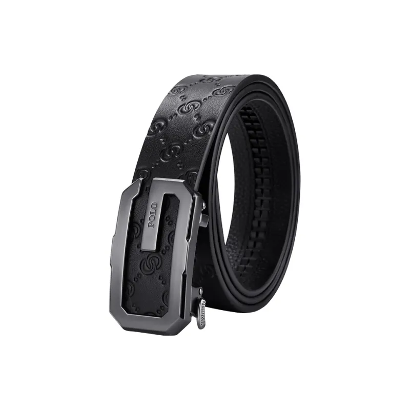 POLO Cow Leather Belts Men's Electrophoresis Black Width 3.5cm-15