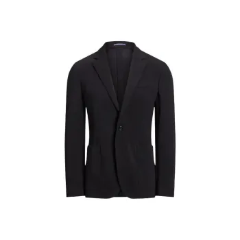 Polo Ralph Lauren Kent Hand-Tailored Wool Piqué Sport Coat Business Suit Men's Black