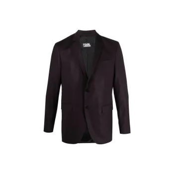 KARL LAGERFELD / Karl Lagerfeld Jeans Clever Brooch-detail Stretch-wool Blazer