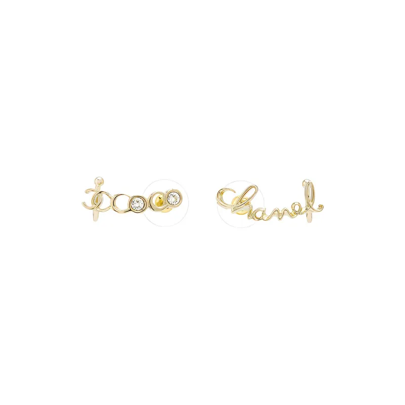CHANEL Stud Earrings Women's Gold-0