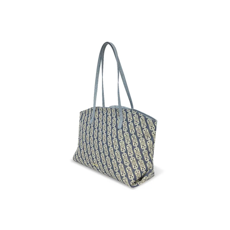 MACK JODAER Microfiber Synthetic Leather Tote Bag, Shoulder Bag Regular Women's Denim Blue-4