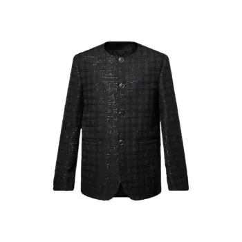 LOUIS VUITTON Sequin Embroidered Collarless Jacket