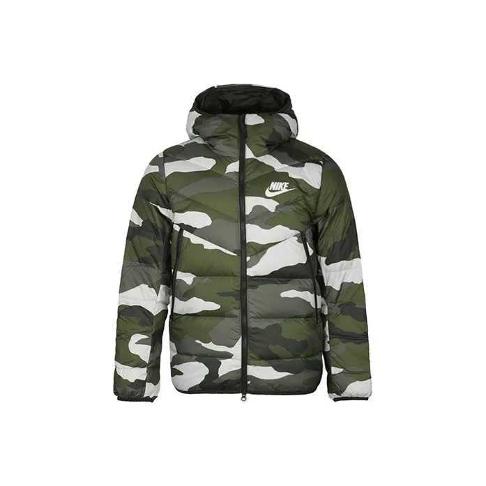 Nike Down Jackets Men Green Camouflage-0