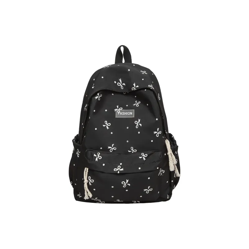 BUBM Nylon Backpack Unisex Black/Purple/White Blue Floral/White Red Floral/White Black Floral-0