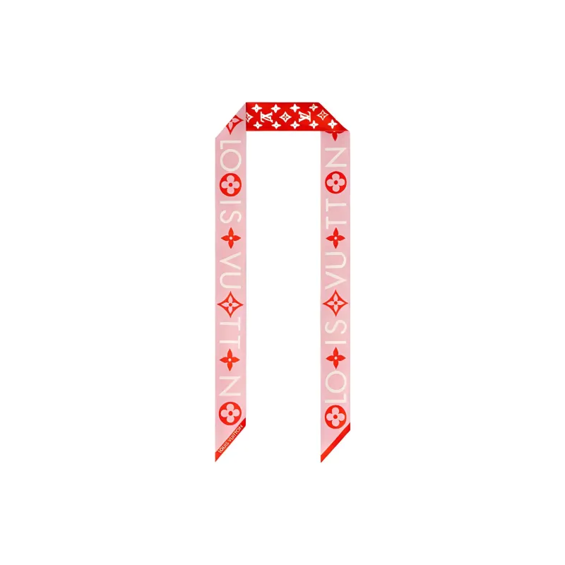 LOUIS VUITTON Silk Silk Scarves Women's Red-1