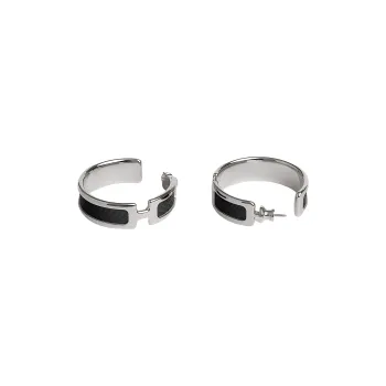 HERMES Earrings Unisex Black