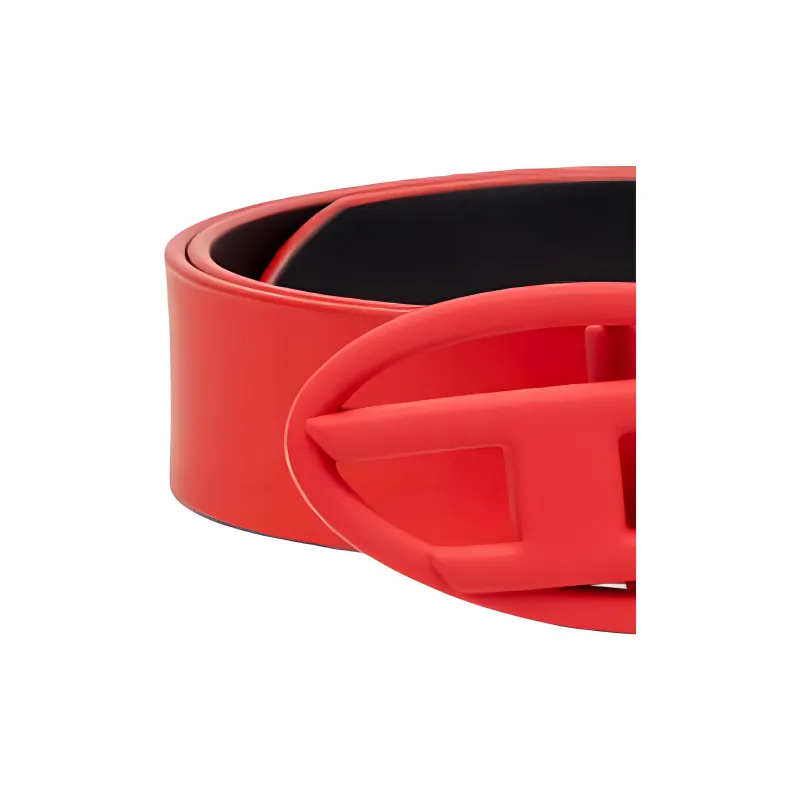 DIESEL Cow Leather, Rubber, Metal Leather Belts Women's Red 3cm-1