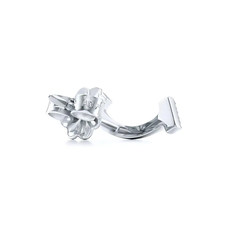 TIFFANY & CO. 18K White Gold Stud Earrings Women's-2