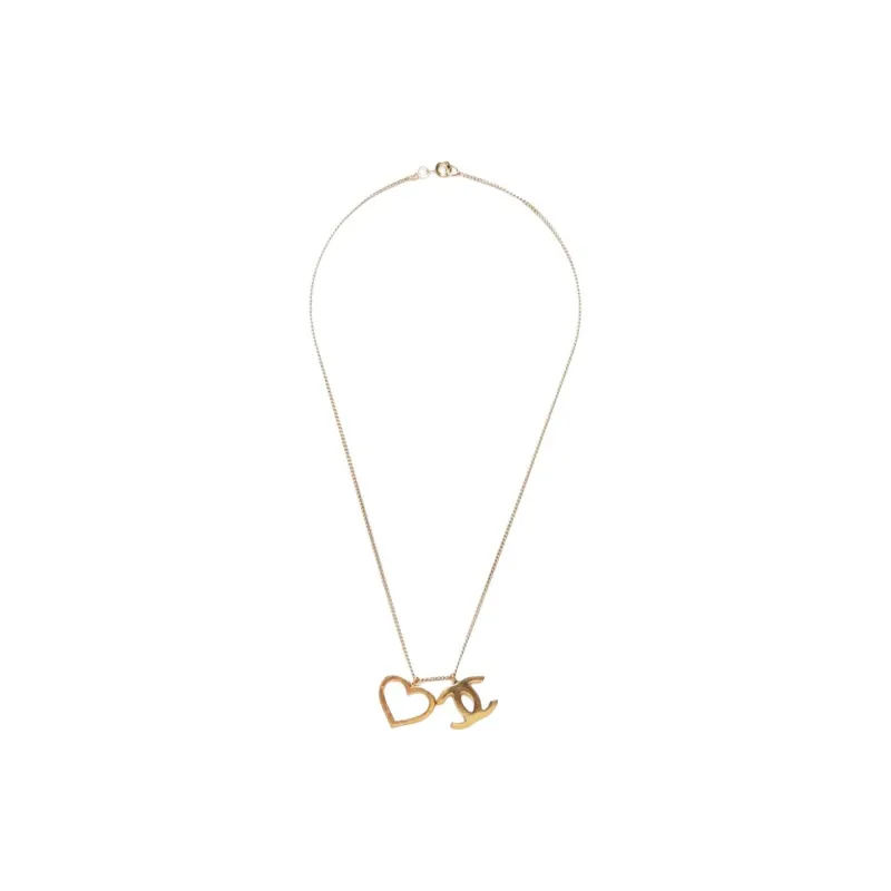 CHANEL 2004 Interlocking Cc And Heart pendant Necklace-2