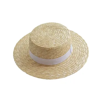 MITHAOL KUSC Straw Woven Flat Top Hat Women's