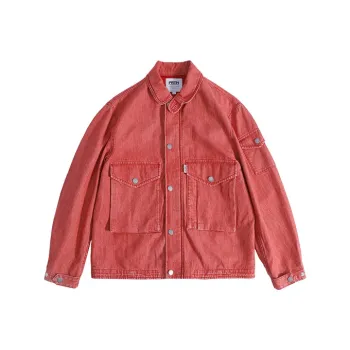 Prth Promethean Loose Fit Denim Jacket Men's Red