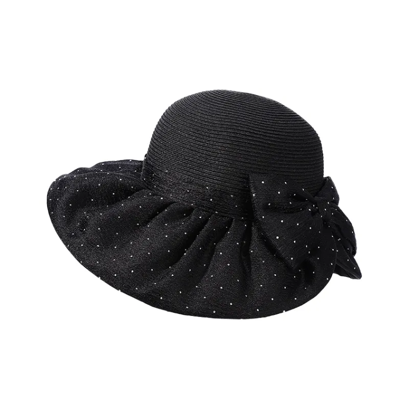 15 MINS Raffia+Polyester Bucket Hats Women's-5