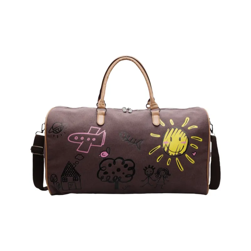 BUBM Canvas Handbag Travel Bag Unisex Black/Coffee/Army Green-12