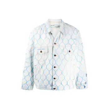 OFF WHITE Oversized Fence Printed Denim Jacket