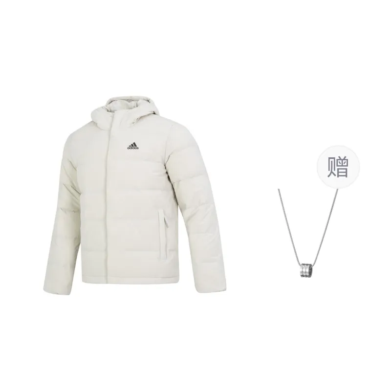 Adidas Down Jacket Unisex White Comes With Necklace-0