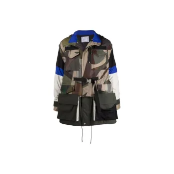 Sacai Camouflage print Hooded Coat