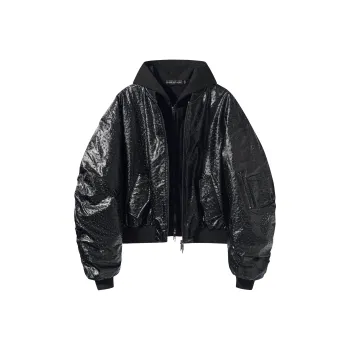 BLINDNOPLAN Hoodie Leather Puffer Jacket Coat Unisex