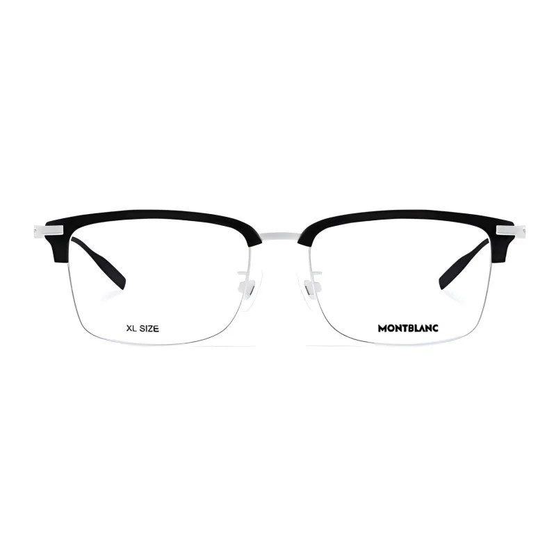 MONTBLANC Plate Frame Titanium Alloy Rectangular Optical Glasses Men's Silver-1